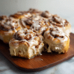 sugar-free banana bread cinnamon rolls on rustic table