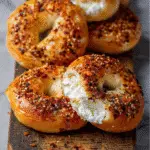 Warm cottage cheese bagels ready to eat